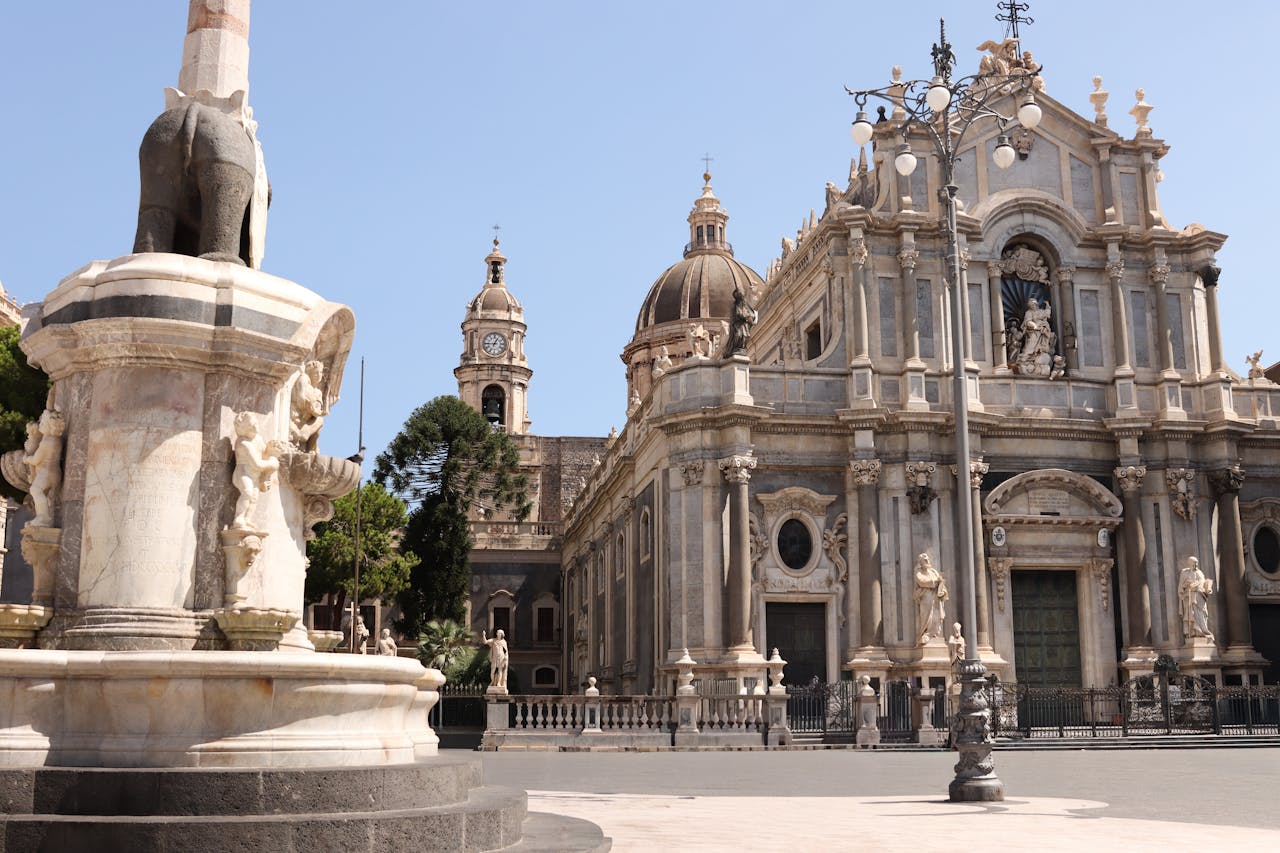 Explore the remarkable architecture of Catania's iconic cathedral in Sicily, showcasing ancient cultural heritage.